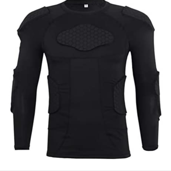 Padded Compression Shirt Padded Protective Shirt Rib Shoulder Elbow Back ,M - Picture 6 of 8
